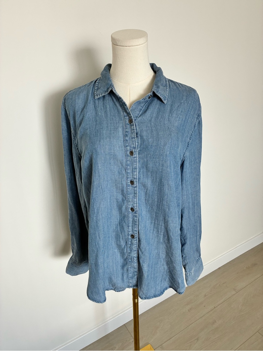 Splendid Chambray Long Sleeve Light Blue Button Down